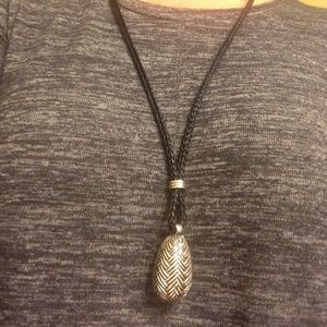 Brighton "Neema" woven leather and silver necklace